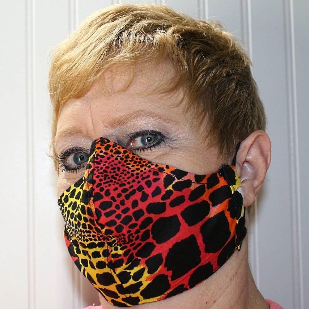 HAND CRAFTED Face Mask Colorful Animal Adult Cloth Fabric Print - Shield Style
